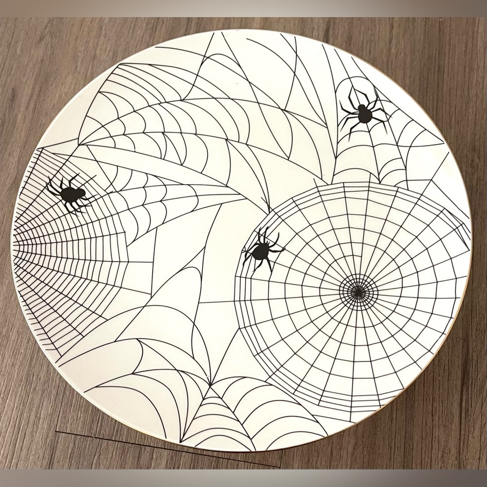 Park Chateau Elegance Spiderweb Bm Black & White Cake Plate NEW